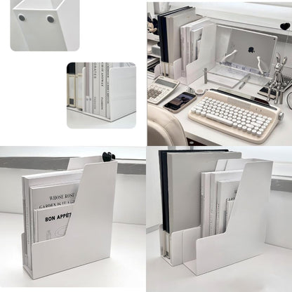 Vertical File Holder, 4 pack Clear Plastic Document Organizer and Clear Magazine Organizer, Multi-purpose Document Organizer for Home Office