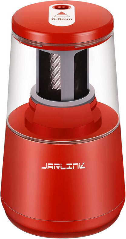 JARLINK Electric Pencil Sharpener, Heavy-Duty Helical Blade to Fast Sharpen, Auto Stop for No.2/Colored Pencils(6-8mm), AC Adapter/Battery Operated in School Classroom/Office/Home (Black)