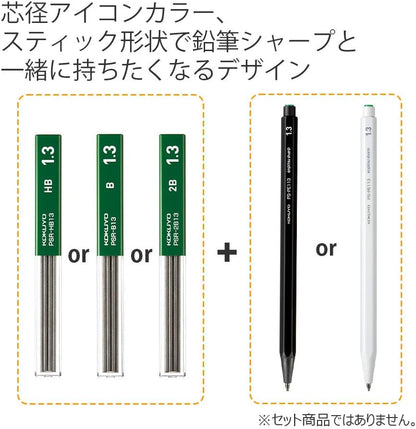 KOKUYO Mechanical Pencil Lead, 1.3mm 2B (PSR-2B13-1P) 10 Leads- 3 Pack (Japan Import)