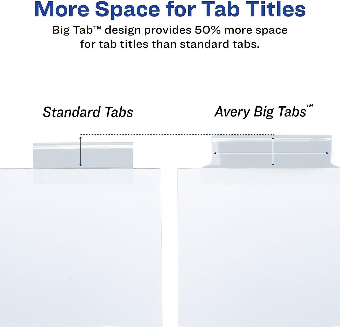 Insertable Big Tab Dividers, 8-Tab, 11.13 x 9.25, White, Clear Tabs, 1 Set