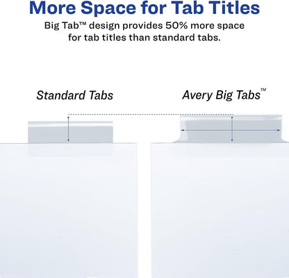 Insertable Big Tab Dividers, 8-Tab, 11.13 x 9.25, White, Clear Tabs, 1 Set