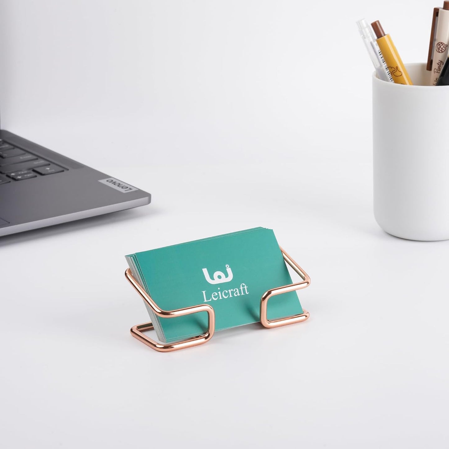 Business Card Holder for Desk, Cute Metal Card Organizers and Office Desk Accessories for Men and Women (Golden)