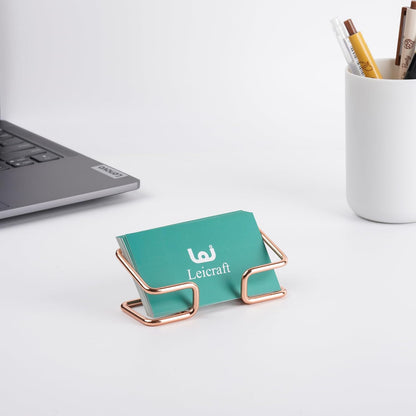 Business Card Holder for Desk, Cute Metal Card Organizers and Office Desk Accessories for Men and Women (Golden)
