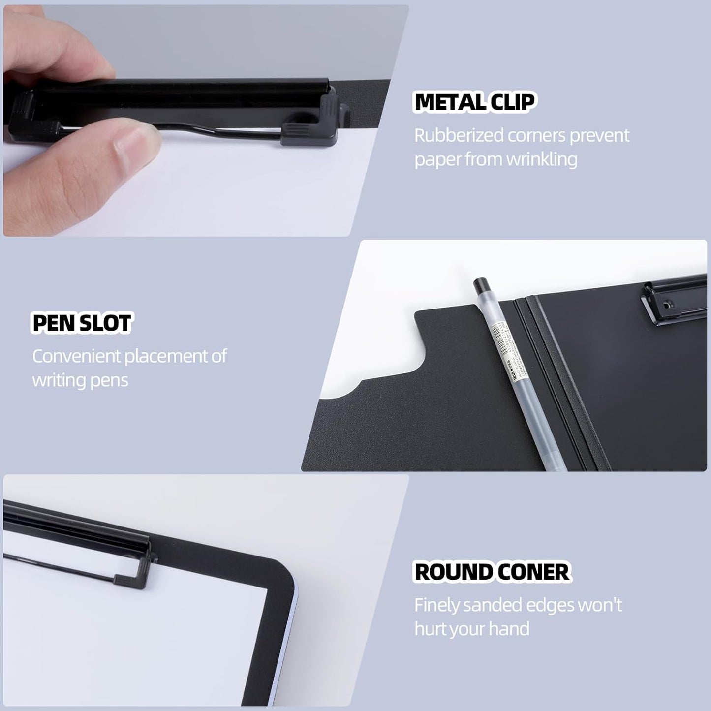 FRETONBA Clipboard Folder, A4 Foldable Clipboard with Horizontal and Vertical Double Metal Clips, 360 Degree Foldable Binder Clipboards with Pen Holder, File Cover Work Folder Clipboards, Green