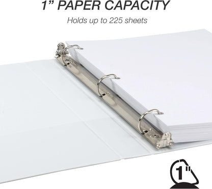 Samsill Durable 4 inch 3 Ring Binder, D Ring Binder, 100% Recycled Chipboard, Black, 2 Pack
