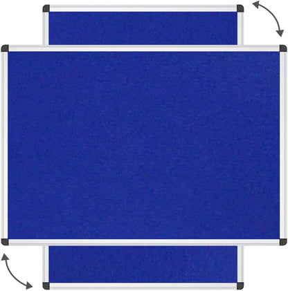 VIZ-PRO Large Fabric Bulletin Board/Foldable Notice Board Felt Gray, 60 X 48 Inches, Silver Aluminium Frame