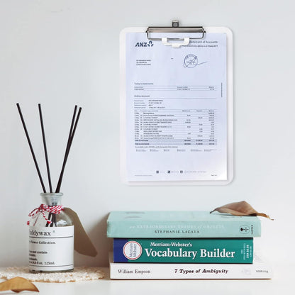 Hongri Plastic Clipboard, White 8.5x11" Clipboard, A4 Letter Size Clipboards for Nurses, Students, Office and Women, Clipboard with Pen Holder and Low Profile Clip, Size 12.5 x 9 Inch(White)
