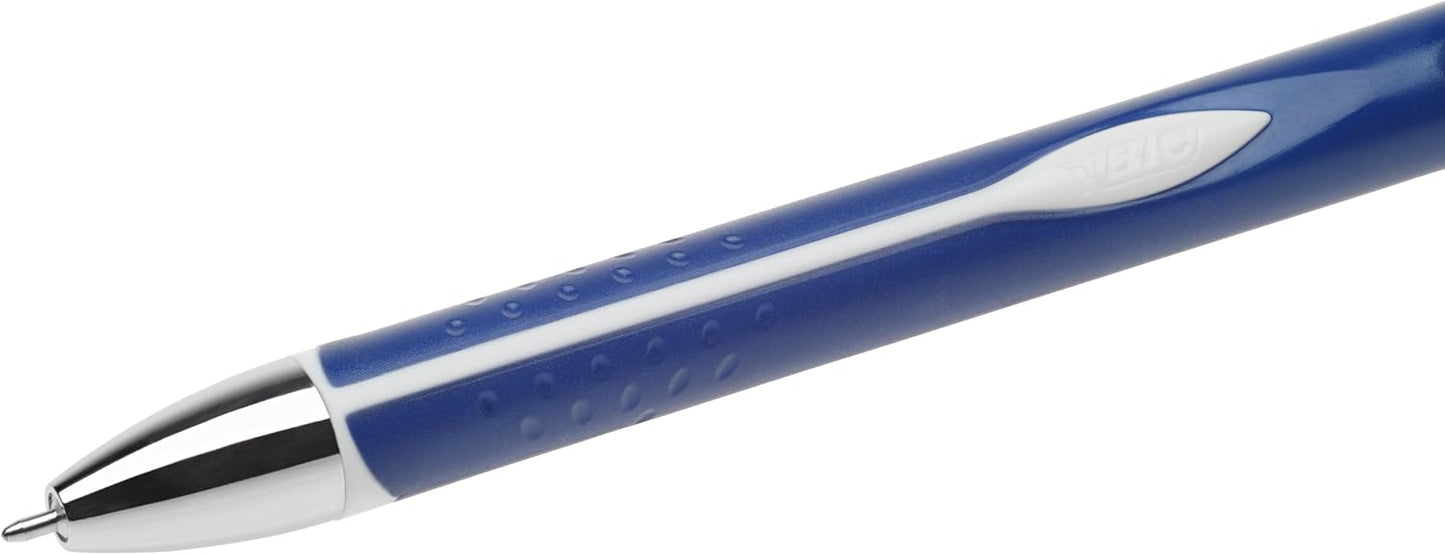 BIC Glide Exact Blue Retractable Ballpoint Pens, Fine Point (0.7mm), 12-Count Pack, Ultra Smooth Writing Blue Pens