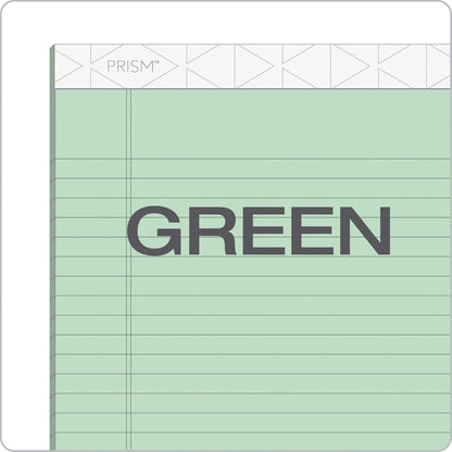 Tops Prism Plus 100% Recycled Legal Pad, 8-1/2 x 11-3/4 Inches, Perforated, Green, Legal/Wide Rule, 50 Sheets per Writing Pad, 12 Pads per Pack (63190)