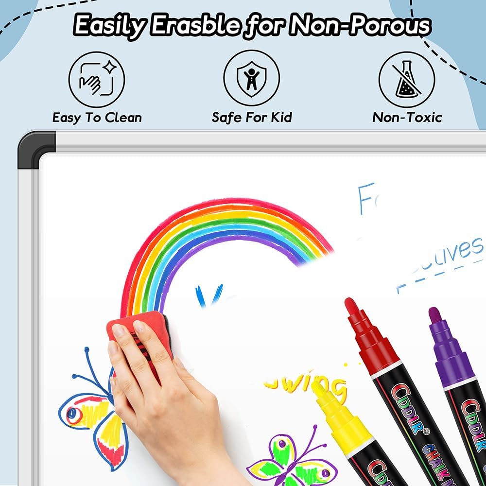 8 Pack Liquid Chalk Markers,Dry Erase Markers & Window Markers for Blackboards,Chalkboard Menu Board & Glass Car Window