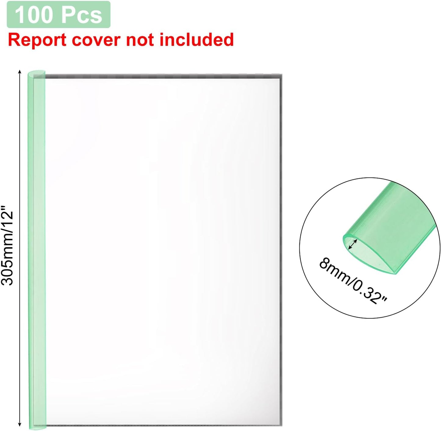 PATIKIL 100Pcs Binding Bars, 8mm Binding Bars Slide Grip 50 Sheets Capacity A4 Size Report Binder Teardrop Shape Presentation Binder for Report Cover Resume, Clear Blue