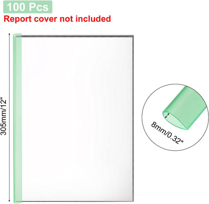 PATIKIL 100Pcs Binding Bars, 8mm Binding Bars Slide Grip 50 Sheets Capacity A4 Size Report Binder Teardrop Shape Presentation Binder for Report Cover Resume, Clear Blue