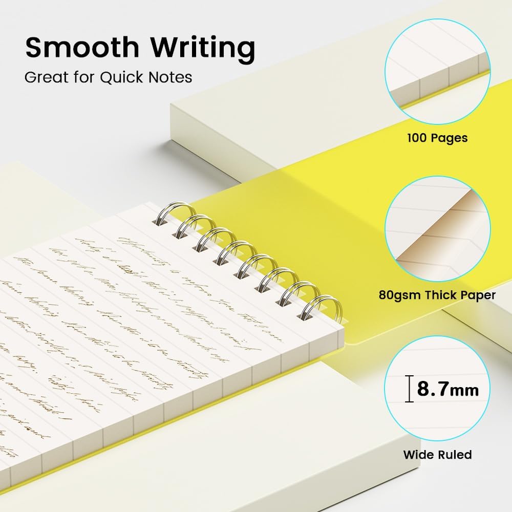BEYONG Small Pocket Notebook Journal, Mini Notepad Spiral Notebooks Note Pads for Work School (Grayish Blue, 3x5)