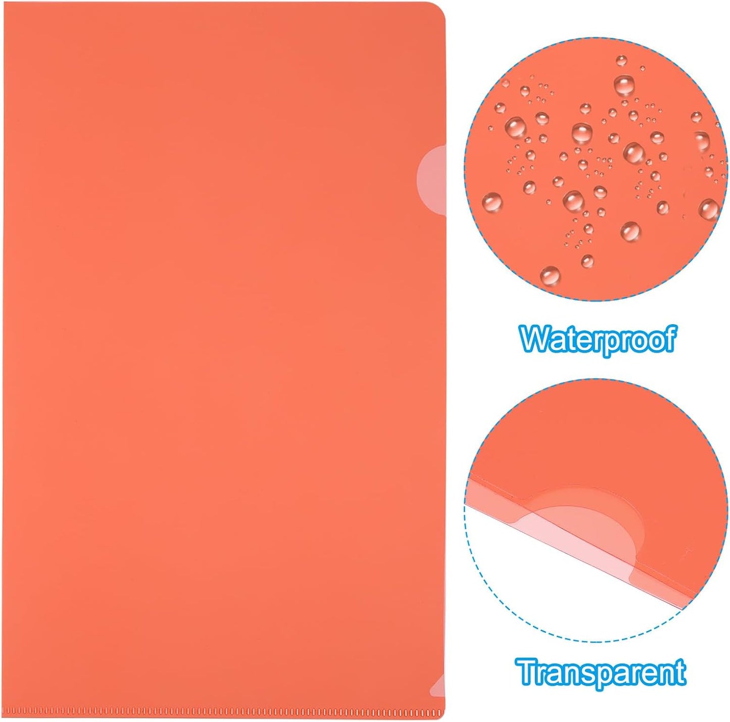 PATIKIL L Type Folders 50 Pack A4 Plastic File Project Pockets Clear Paper Document Jacket Sleeves for Office, Orange
