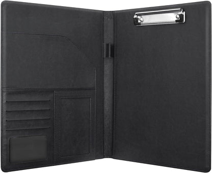WAVEYU Resume Portfolio Folder, Padfolio Clipboard, Writing Portfolio Leather Clipboard with Cover for Legal Pad Holder Letter Size A4 for Business Conference Notepad Clip Boards, Purple