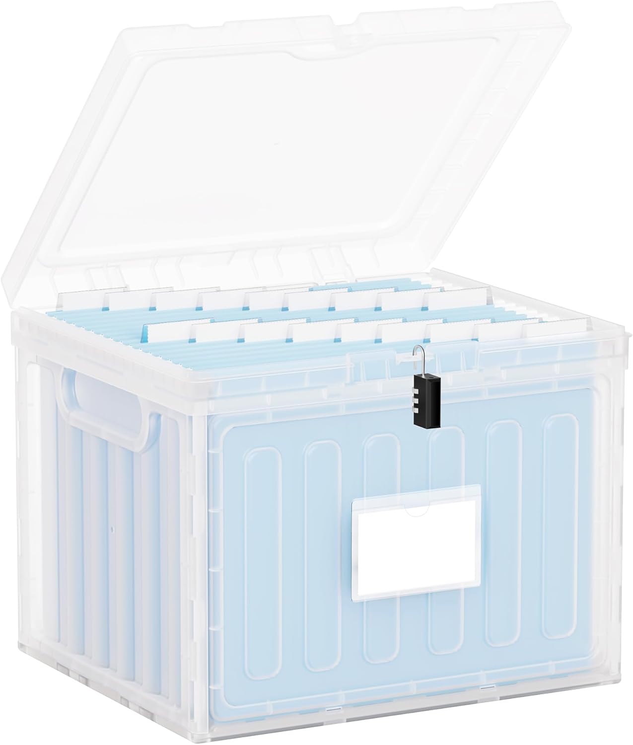 Oterri Plastic File Box with Lid for Letter Size Hanging File Folders, Hanging File Folder Box for Home, Office, School, File Cabinet, Assembly File Organizer, Pink，Large-1 Pack Without Folders