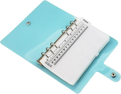 A6 A5 6-Holes Colorful PVC Cover Round Ring View Binder with Snap Button Closure File Folder for Loose Leaf Sheet Protectors Notebook Refill (Pink Daisy, A5 Mini Set) - Colors B
