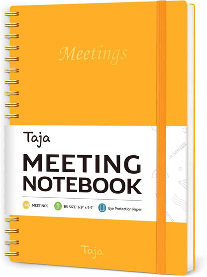 Taja Meeting Notebook for Work Organization - Work Planner Notebook with Action Items, Agenda Planner for Note Taking, 160 Pages (6.9" X 9.9") Project Organizer for Men & Women - Blue