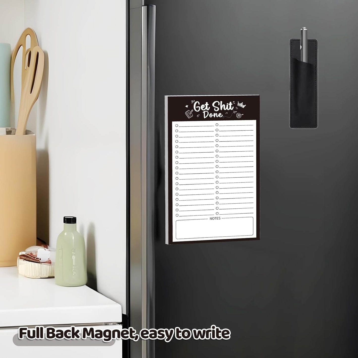 Thboxes 2 Pack Grocery List Magnet Pad for Fridge with Pen Holder, Total 120 Sheets Magnetic Note Pad for Fridge Full Back Magnet Shopping List, To Do List, Memo Notepads, 4.5x7.5(Funny Animal)