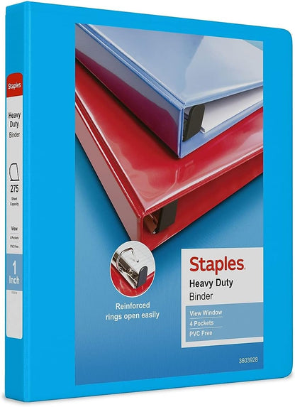 Staples Heavy-Duty 2-Inch D-Ring View Binder, Reinforced Spine, Holds Up to 450 Sheets, Gray, for Office & School