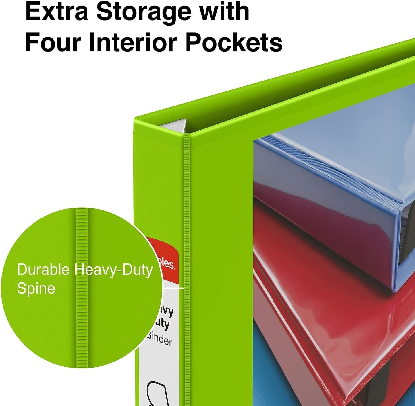 Staples Heavy-Duty 2-Inch D-Ring View Binder, Reinforced Spine, Holds Up to 450 Sheets, Gray, for Office & School