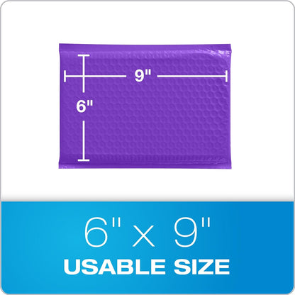 Quality Park Bubble Mailers, 6 x 9 Inch, White Poly Mailers, Padded Envelopes, Shipping Envelopes, Water Resistant, Self Seal, 50 Per Box (QUA85856), Plastic