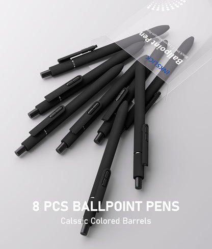 8 Pcs Black Ballpoint Pens - 1.0mm Medium Point Smooth Writing Black Ink Ball Point Pens | High-end Long Lasting Retractable Pen for School, Home, Office (Vintage-8pcs)