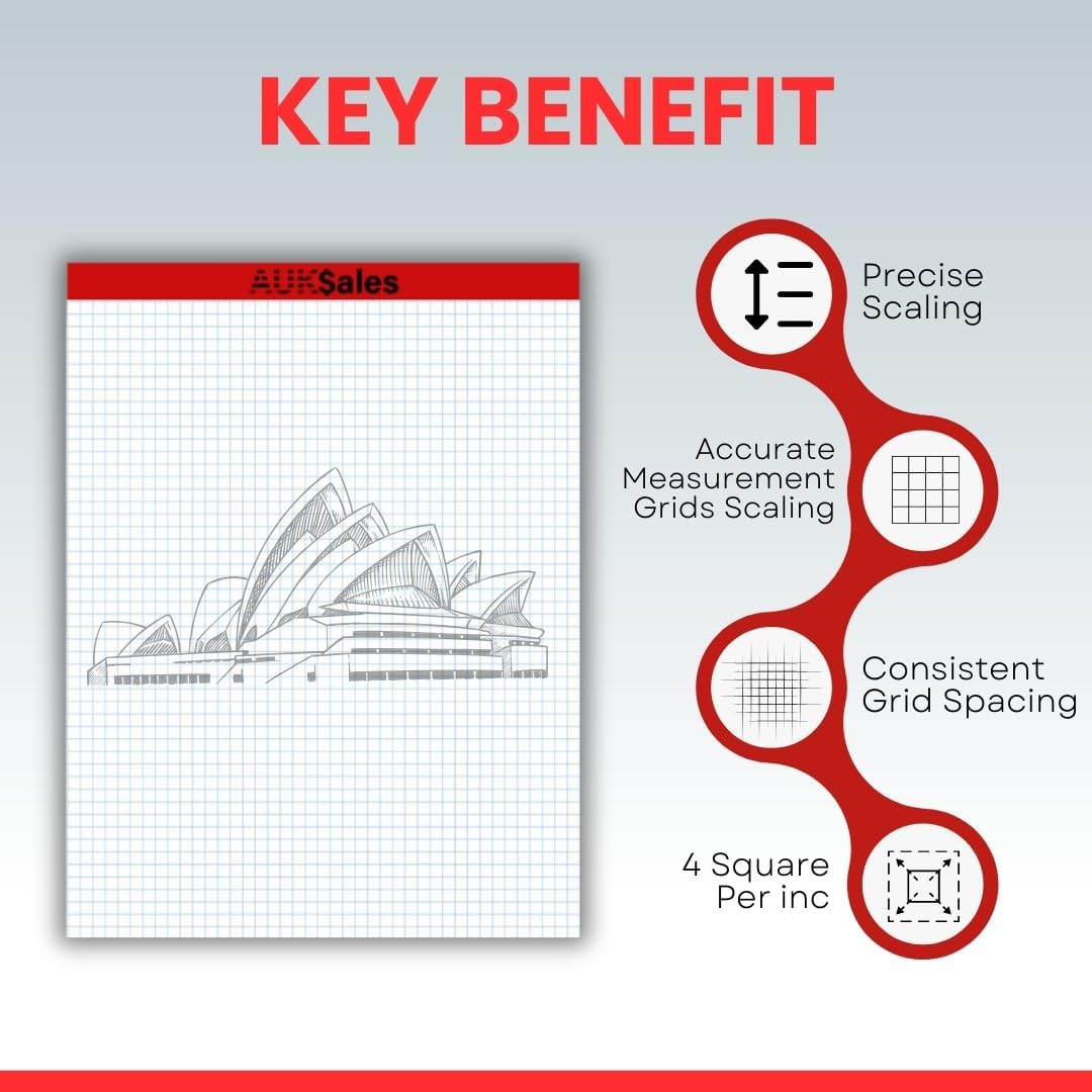 Grid Paper Pad 5x8 Inches, Graph Paper Pad 4x4, Grid Notepad, 1 Pack, 5x8 Graph Paper 1/4 Grid, Graphing Paper, Engineering Pad, 100 Sheets 200 Pages Perforated Pad for School, Home, & Office