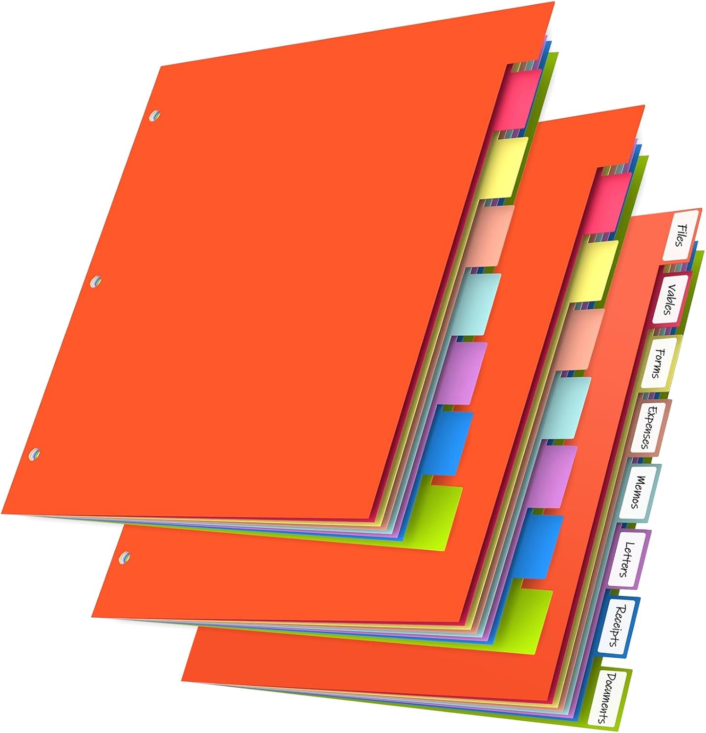 HABGP 16Pcs/2 Set 8 Tab Dividers for 3 Ring Binder, 16 Pcs Multicolor 3 Ring Binder Dividers with Tabs, Page Folder Dividers, Plastic Tabbed File Dividers with Tabs, Three Ring Binder Index Dividers