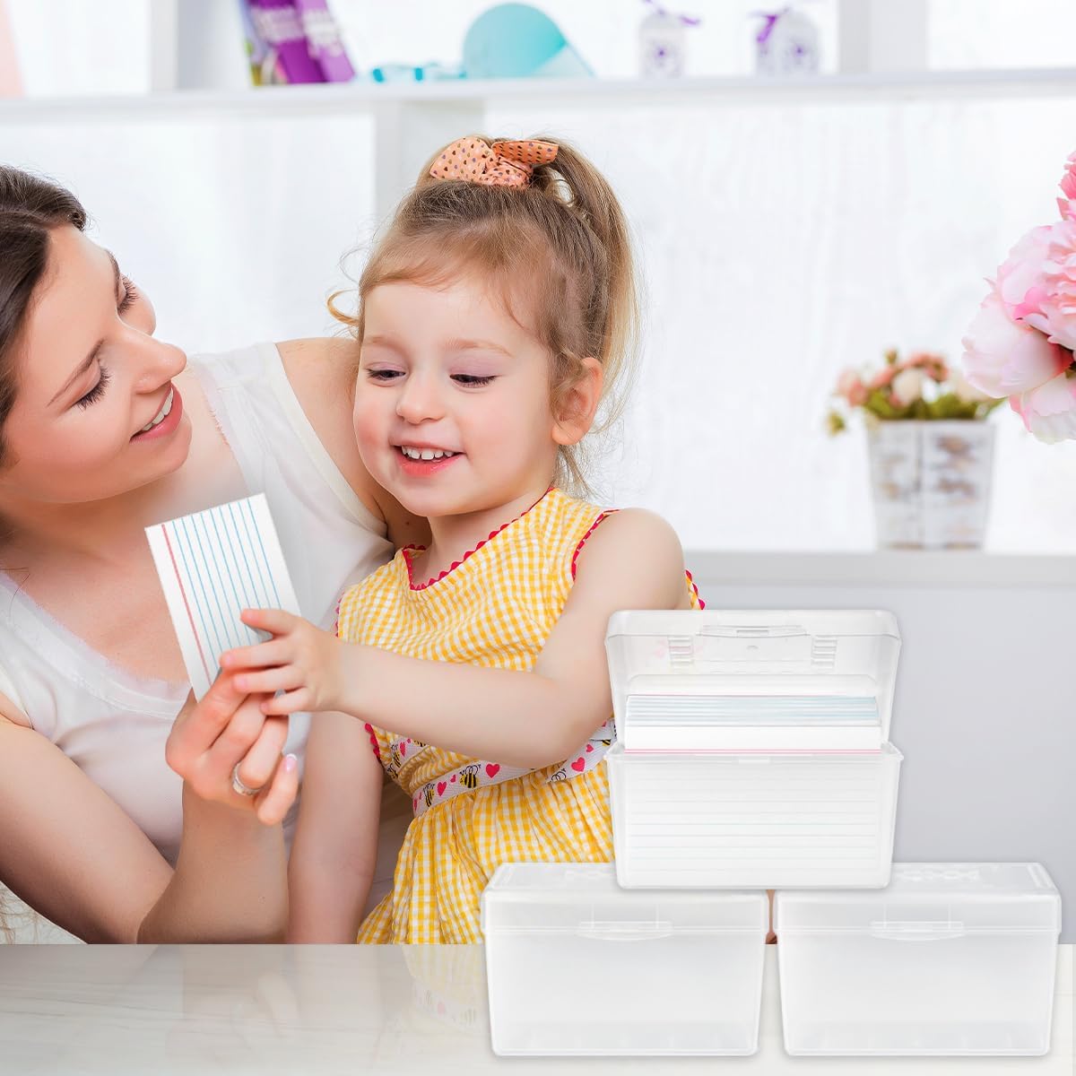 H4D Index Card Holder 3x5, Index Card Box Organizer Case, 3x5 Flash Note Card Holder, 3 Packs (Pastel Colors)