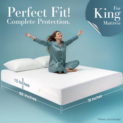 Utopia Bedding Mattress Protector Zippered California King Size, 100% Waterproof Bed Bug and Dust Mite Proof Mattress Encasement, Absorbent 6 Sided Mattress Cover