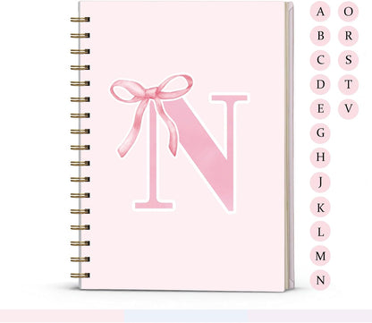 Blue Bow Journal Notebook for Girls,Initial H Journals Personalized Diary Gifts for Teen Girl Kids,Monogrammed Gifts for Women,Trendy Coquette Cute Hardcover Spiral Notebook 5.5 x 8.3 - Colors A