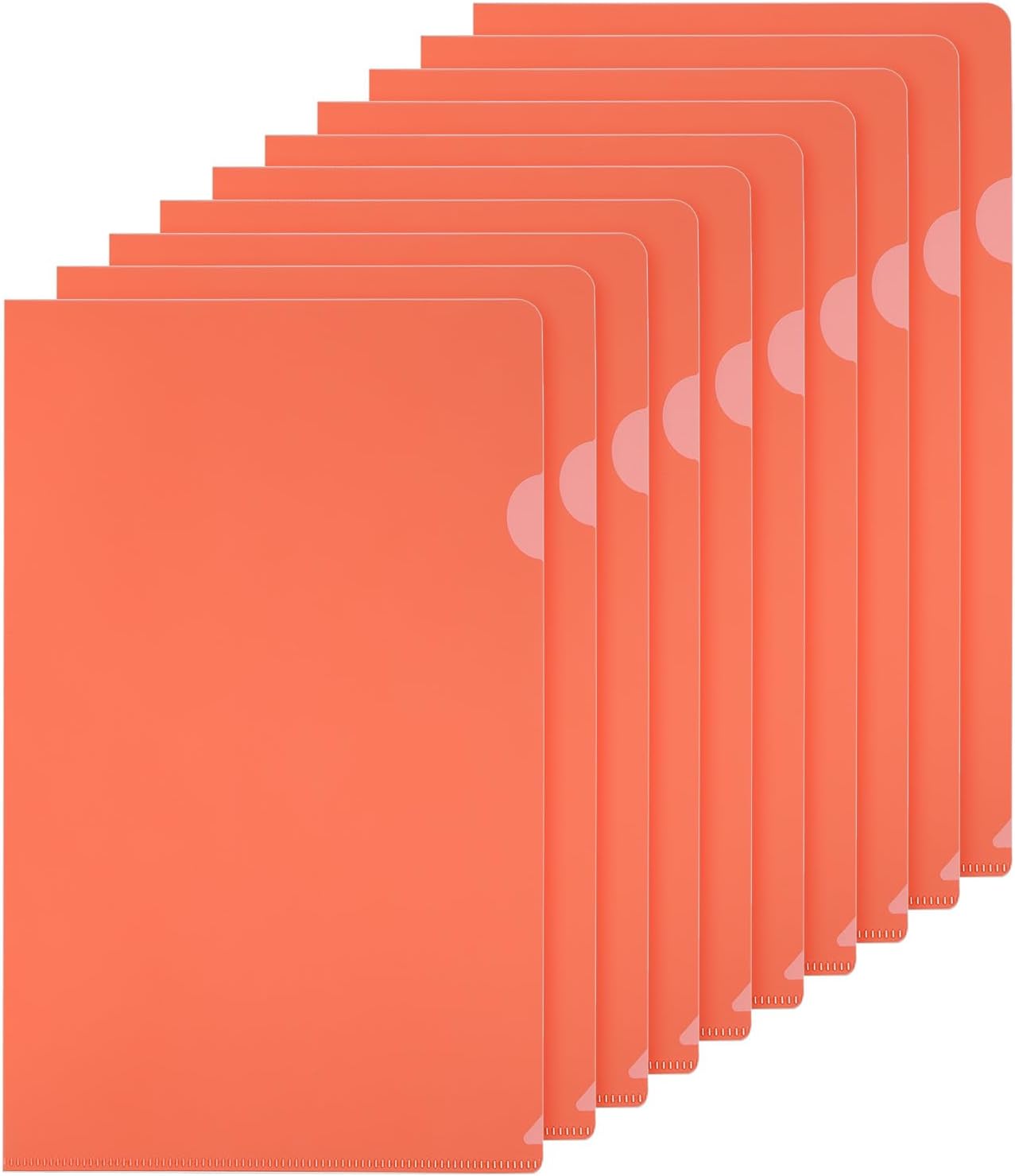PATIKIL L Type Folders 50 Pack A4 Plastic File Project Pockets Clear Paper Document Jacket Sleeves for Office, Orange
