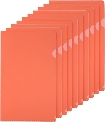 PATIKIL L Type Folders 50 Pack A4 Plastic File Project Pockets Clear Paper Document Jacket Sleeves for Office, Orange