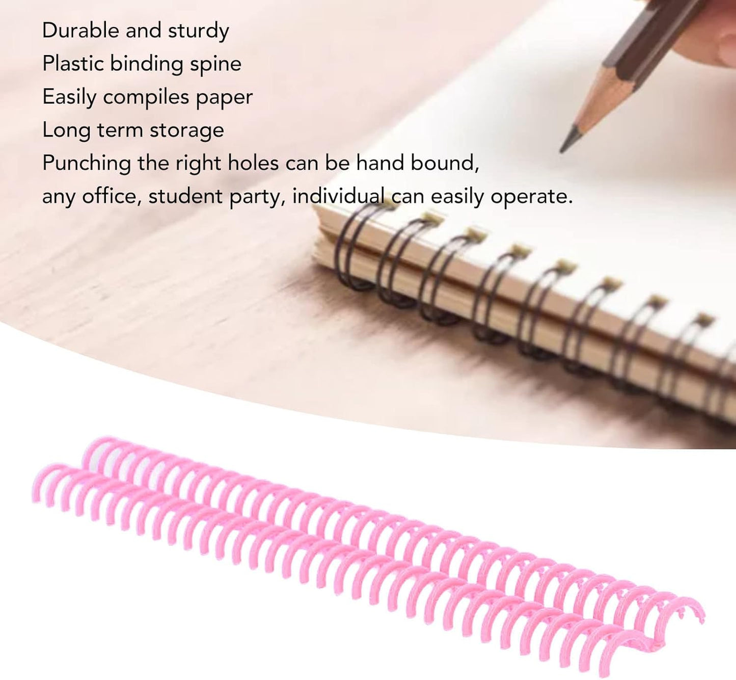 10 Pcs 15mm/0.59 in Binding Coils 32 Loop Spine for Books, Plastic Binding Rings for Manual Binding Machine, Wire Coils for Report Covers, Documents, Presentations, DIY Projects(Black)