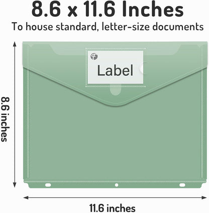 Forvencer Binder Pocket, 10 Pack Super Heavyweight Plastic Folders with Tight Closure, Binder Folders Side Loading, 3 Ring Binder Pocket, Binder Dividers with Pockets, Letter Size, Pastels Series
