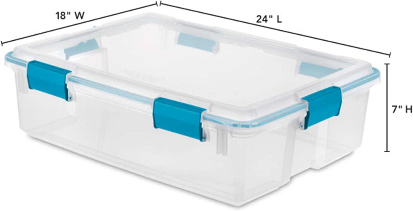 Sterilite 4-Pack Gasket Box, Weather-Resistant Storage Bins with Latching Lids, 32 Quart - Heavy-Duty Organizing Containers for Closet, Bathroom, and Office