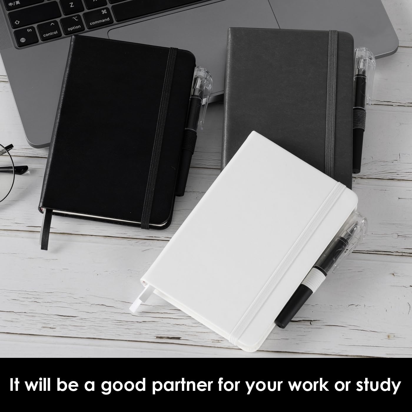 NIRMIRO Small Notebook Journals, 3 Pack Mini Pocket Note pads for Men & Women Writing, A6 Small Leather Notepad 3.7" x 5.7" with Pen, Black, Red, Green