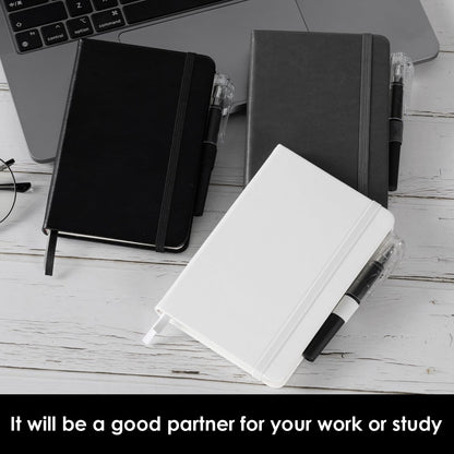 NIRMIRO Small Notebook Journals, 3 Pack Mini Pocket Note pads for Men & Women Writing, A6 Small Leather Notepad 3.7" x 5.7" with Pen, Black, Red, Green