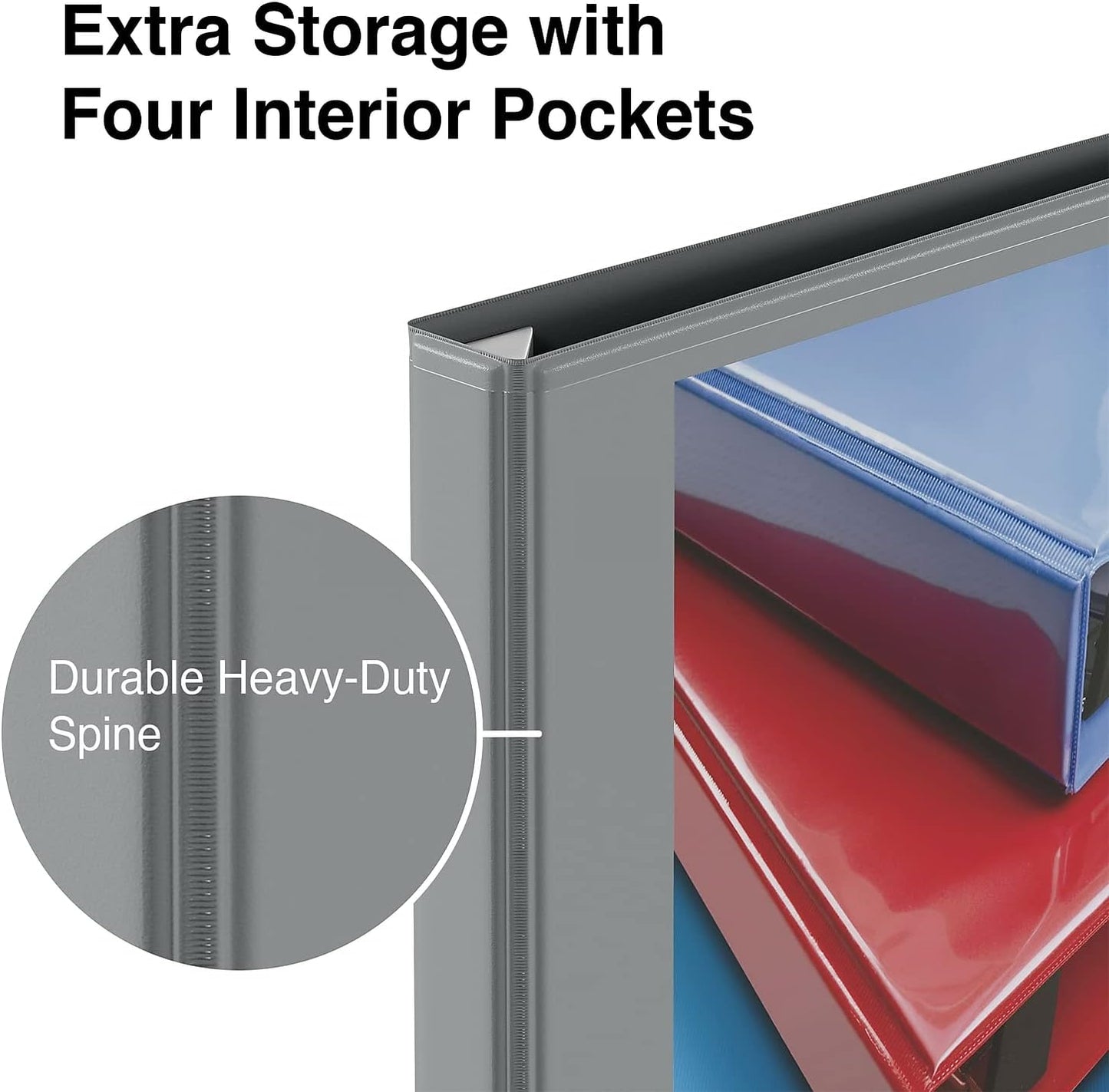 Staples Heavy-Duty 2-Inch D-Ring View Binder, Reinforced Spine, Holds Up to 450 Sheets, Gray, for Office & School