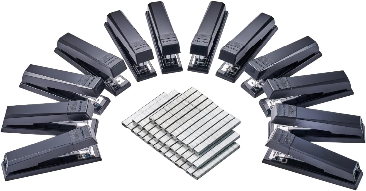 Bostitch Office Stapler, No-Jam Premium for Desktop, Includes 1,250 Staples, Full-Strip, 25 Sheet Capacity, Black