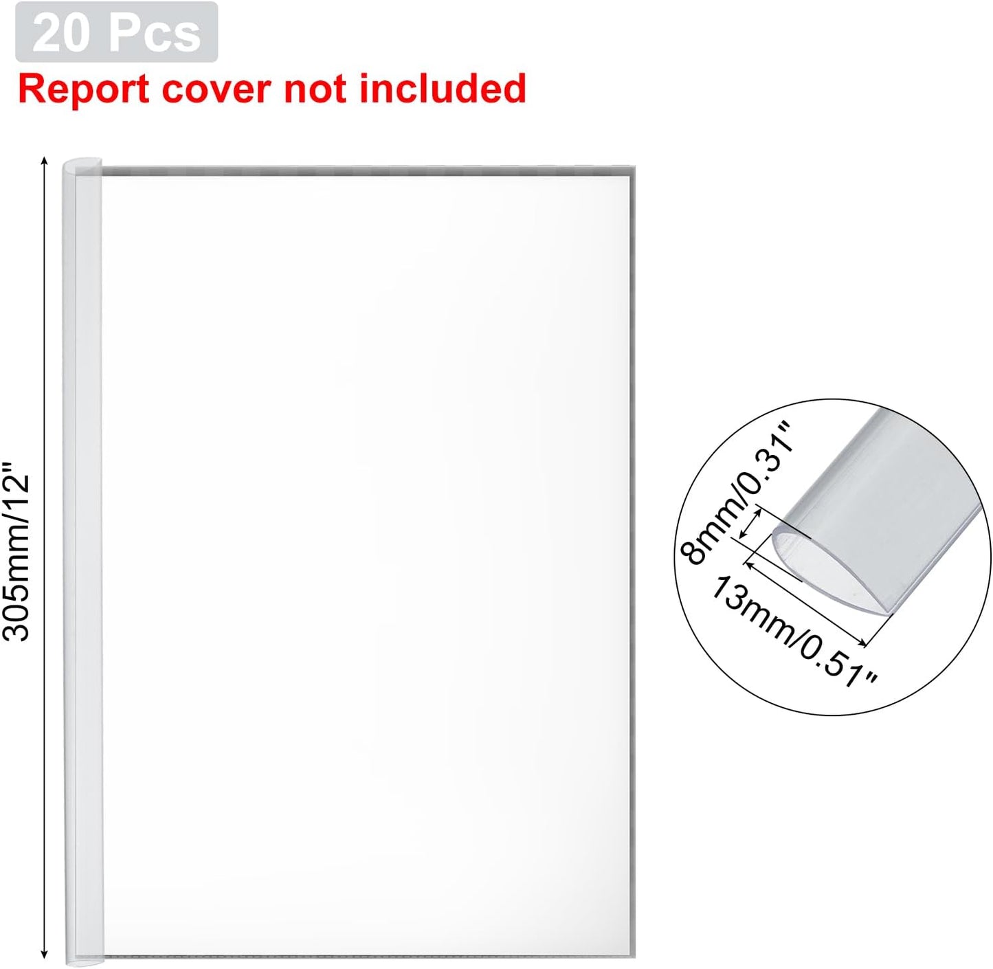 PATIKIL 20Pcs Binding Bars, 13x8mm Binding Bars Slide Grip 50 Sheets Capacity A4 Size Report Binder Presentation Binder for Study Office Report Cover Resume, Transparent Yellow