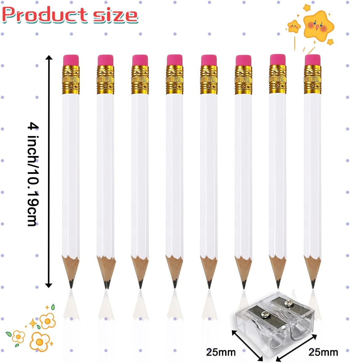 Adhere 25pcs Golf Pencils with Eraser Pre sharpened Hexagon half Wooden Pencils Graphite 2B for Golf Event Scoring,Classroom,Wedding,Company Meetings,Pew, Pocket (Nature)