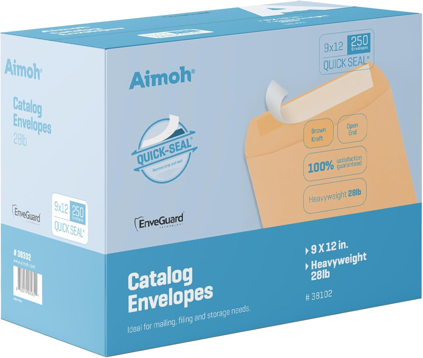 Aimoh 9 X 12 Self-Seal Brown Kraft Catalog Mailing Envelopes - 28lb - 100 Count, 9x12 Inch (38300)