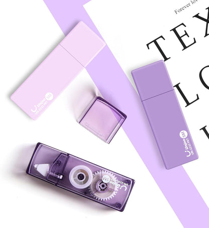 Unjoo White Correction Tape, Easy To Use Cute Applicator for Instant Corrections, For school, Office Workers (Gradient Purple, 5M/196" x 0.2",12pack)