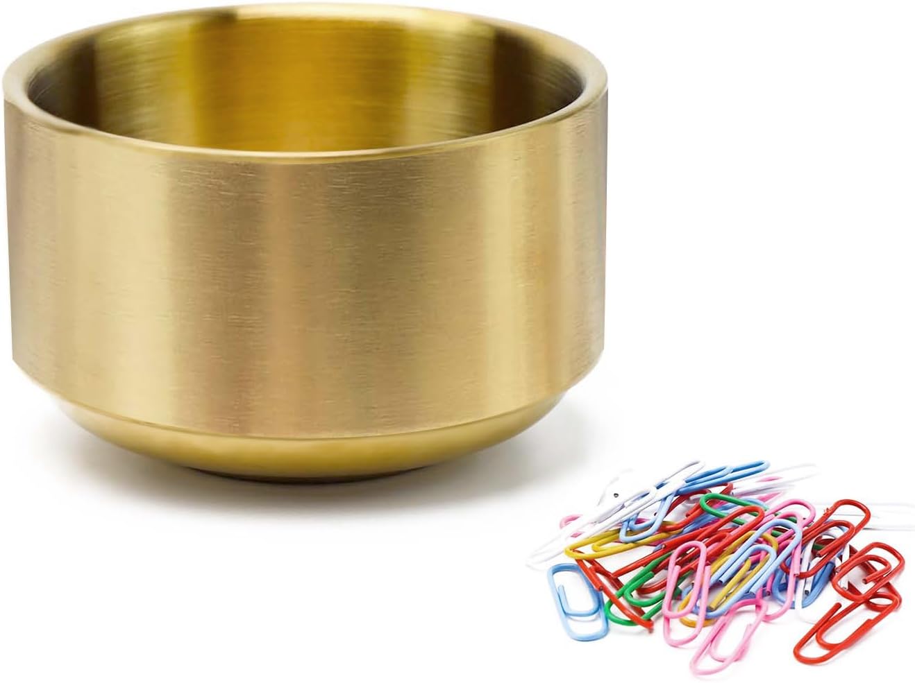 NatSumeBasics Gold Paper Clip Holder Cute Paper Clips Holder Round PaperClips Dispenser Elegant Desk Organizer Accessories Supplies (Gold)