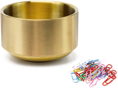 NatSumeBasics Gold Paper Clip Holder Cute Paper Clips Holder Round PaperClips Dispenser Elegant Desk Organizer Accessories Supplies (Gold)