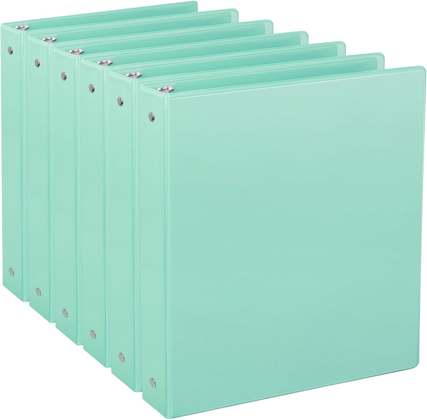 CIXILDTS 1-Inch Round Ring Binders, Standard 3 Ring Binder Fit Letter Size Paper, Presentation View Binders, 6 Packs, Assorted
