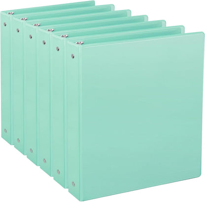 CIXILDTS 1-Inch Round Ring Binders, Standard 3 Ring Binder Fit Letter Size Paper, Presentation View Binders, 6 Packs, Assorted