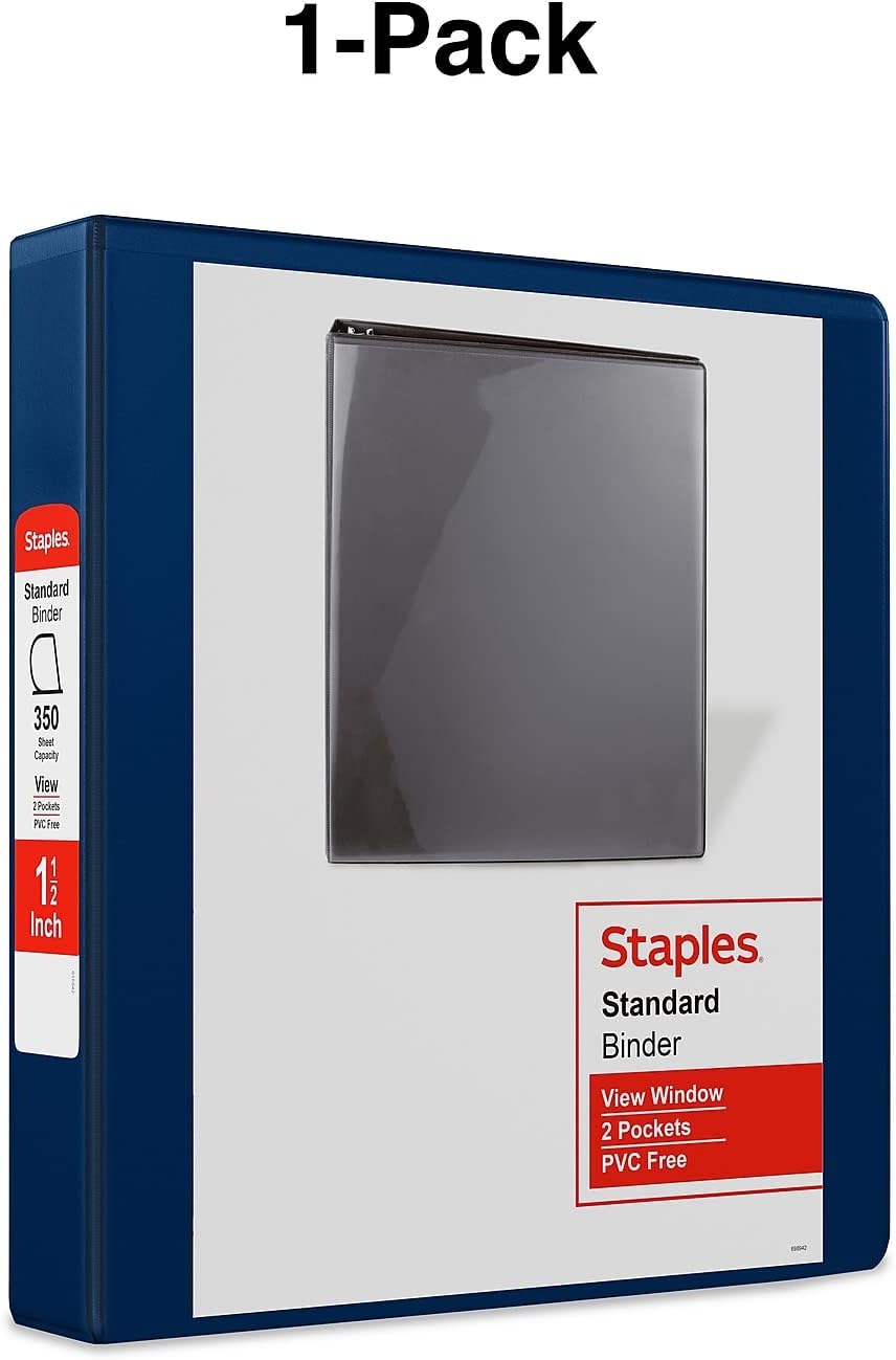 Staples Standard 2-Inch 3-Ring View Binder, Holds Up to 450 Sheets, Orange, Durable Binder for Office & School